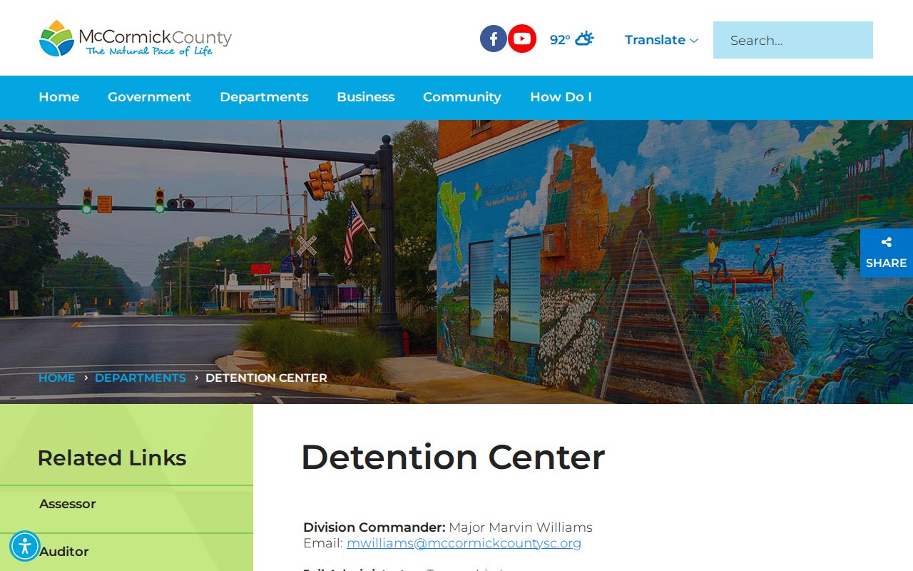 McCormick County arrest history detention center contact and service page